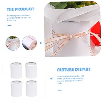 Amazon.co.jp: NUOBESTY 4個紙製筒型花束ボックス 小さな丸型